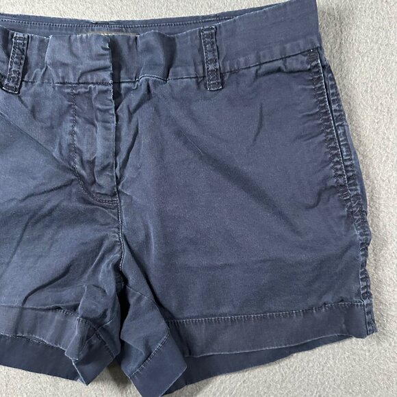 J.Crew Womens 2 Navy Flat Front Chino Shorts Cotton Casual Summer Wear - Picture 6 of 10